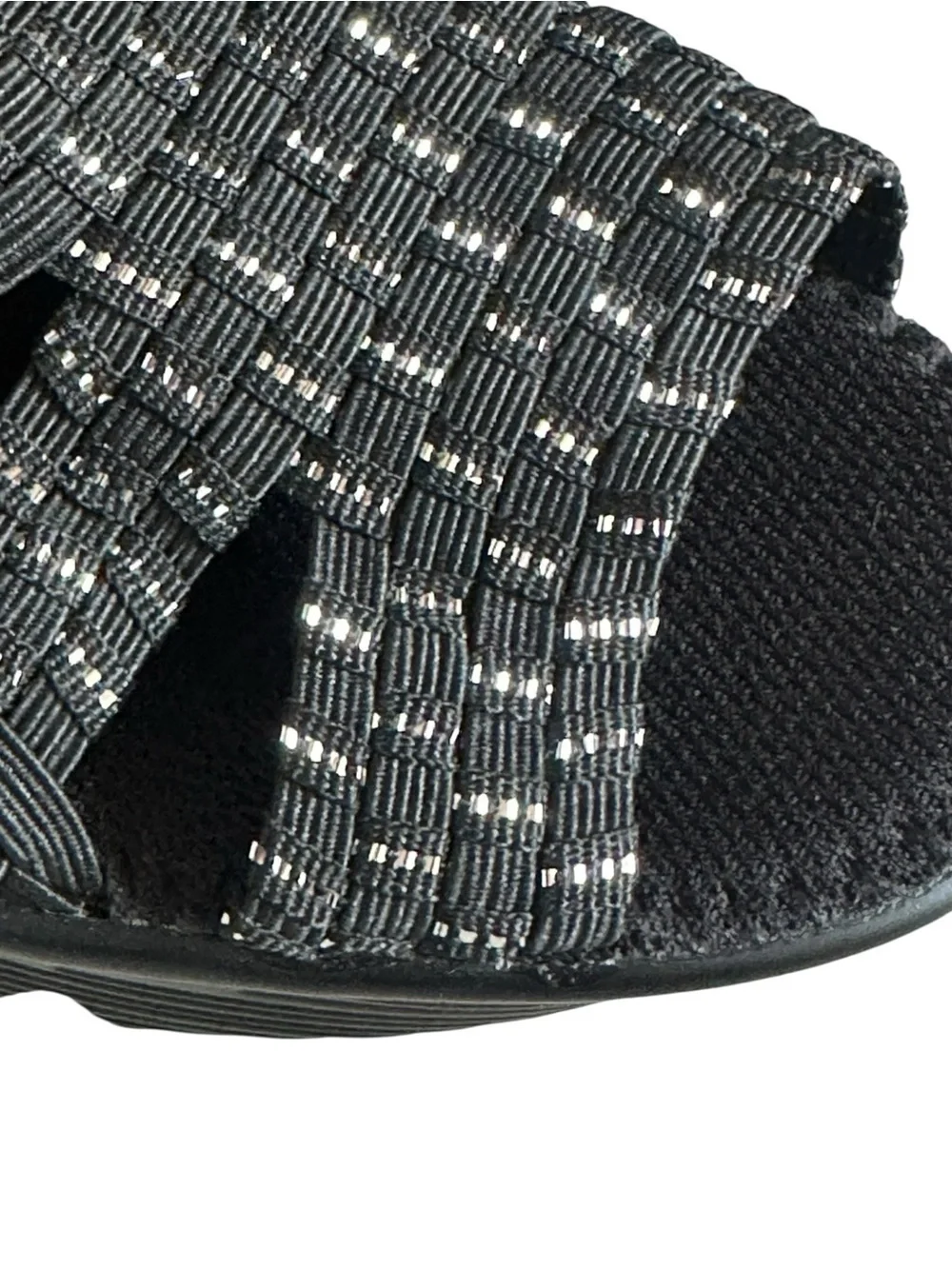 Bernie Mev Woven Platform Wedge Sandals EU 41 US 10 Black Metallic Comfort